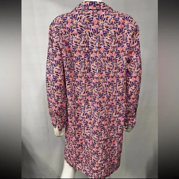 FRANK & EILEEN Colorful Floral Linen Relaxed Comfy Summer Resort Tunic Shirt S